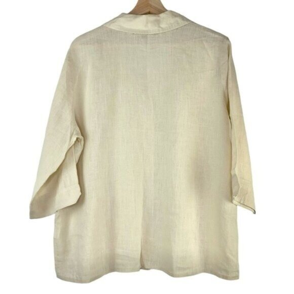 Flax Button Down Peplum Blouse in Cream/Yellow - Picture 6 of 6